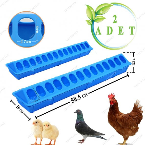 Civciv Bıldırcın Yemlik Keklik Tavuk Yemliği 50 Cm 2 Adet Plastik Sülün Hindi Ördek Kaz Yavruları