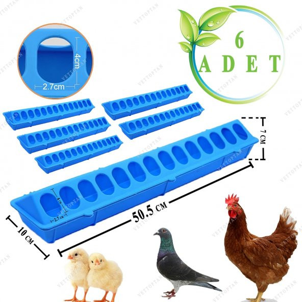 Civciv Bıldırcın Yemlik Keklik Tavuk Yemliği 50 Cm 6 Adet Plastik Sülün Hindi Ördek Kaz Yavruları