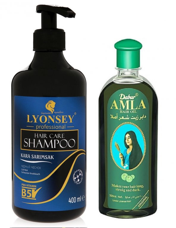 Lyonsey Kara Sarımsak Şampuanı 400 ml + Dabur Amla Saç Bakım Yağı 200 ml
