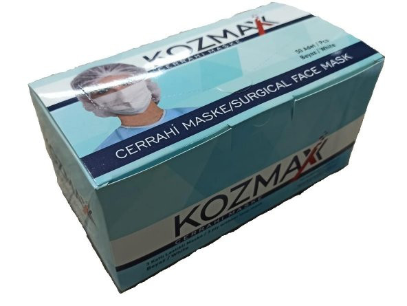 KALİTE KOZMAX Tek Kullanımlık Utrasonik Cerrahi Maske Burun Telli Mavi (( 50 Adet )) - 3