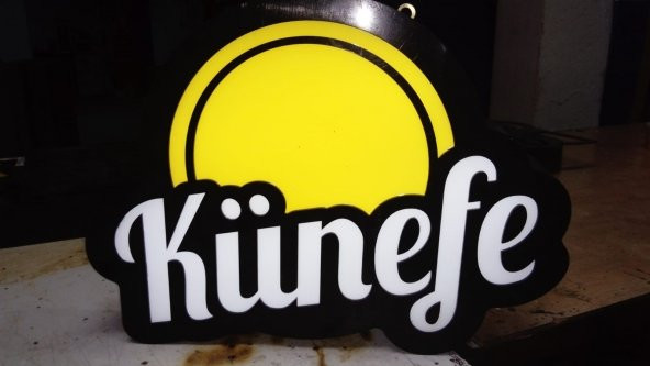 Künefe Yazılı Tatlıcı Tabelası 3D LED Tabela Neon Etkili Işıklı Kutu Harf Tabela 30x45cm Pleksiglass ürün görseli