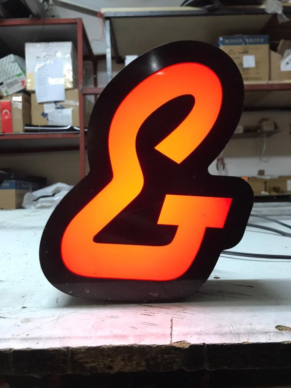 Turuncu Amblem Logo Tabela 3D LED Tabela Neon Etkili Işıklı Kutu Harf Tabela 30x45cm Pleksiglass ürün görseli