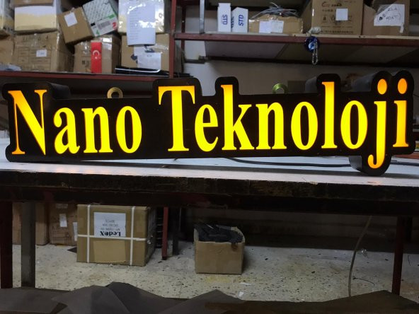 Nano Teknoloji Yazılı Tabela 3D LED Tabela Neon Etkili Işıklı Kutu Harf Tabela 30x45cm Pleksiglass
