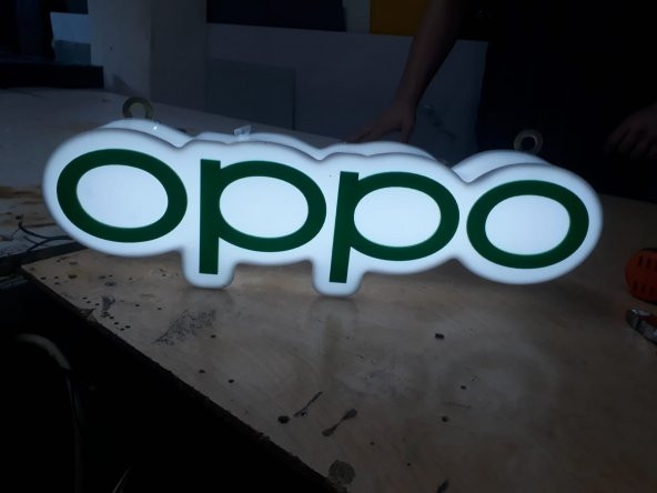Oppo Yazılı Şirket Tabela 3D LED Tabela Neon Etkili Işıklı Kutu Harf Tabela 30x45cm Pleksiglass
