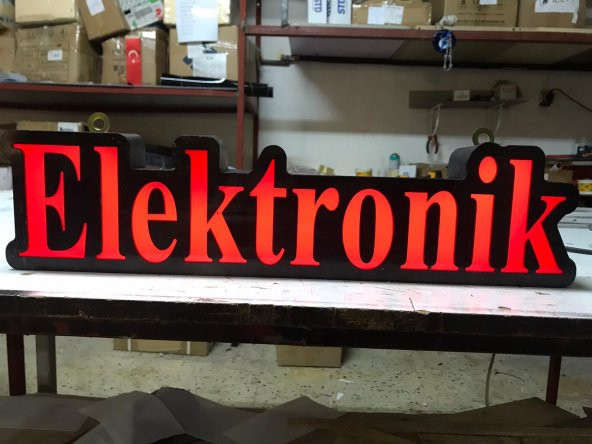 Elektronik Yazılı Tabela 3D LED Tabela Neon Etkili Işıklı Kutu Harf Tabela 30x45cm Pleksiglass