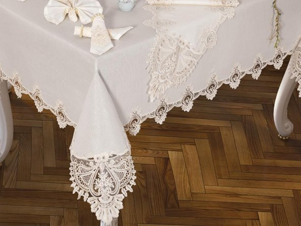 Smile Masa Örtüsü 26 Parça Krem - Resim 2