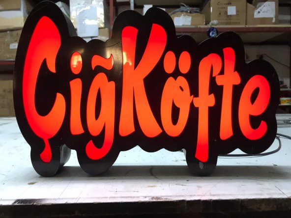 Kırmızı Çiğköfte Yazılı Tabela 3D LED Tabela Neon Etkili Işıklı Kutu Harf Tabela 30x45cm Pleksiglass ürün görseli