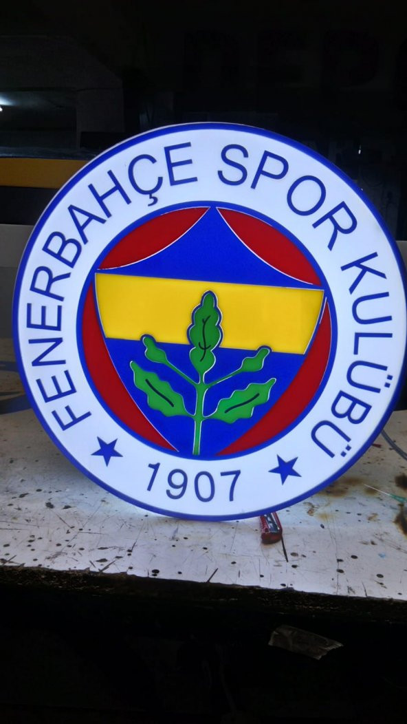 Fenerbahçe Logo Amblem Tabela 3D LED Tabela Neon Etkili Işıklı Kutu Harf Tabela 30x45cm Pleksiglass