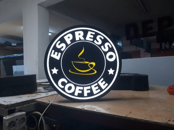 Espresso Coffee Cafe Tabelası 3D LED Tabela Neon Etkili Işıklı Kutu Harf Tabela 30x45cm Pleksiglass