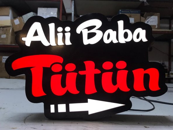 Ali Baba Yazili Tabela 3D LED Tabela Neon Etkili Işıklı Kutu Harf Tabela 30x45cm Pleksiglass