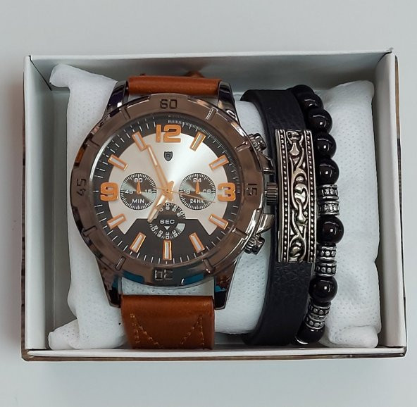 Bay Bayan Kol Saati Seti - Saat ve 2 Adet Bileklik Hediyeli 584