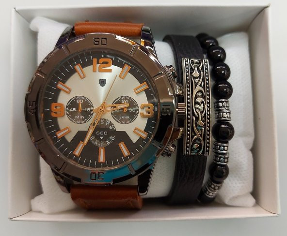 Bay Bayan Kol Saati Seti - Saat ve 2 Adet Bileklik Hediyeli 584 - 2