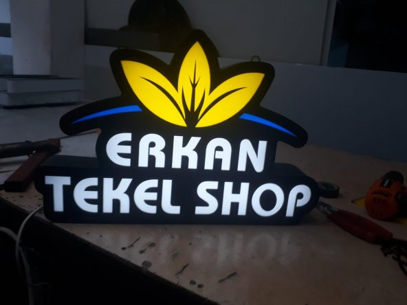 Erkan Shop Market Tabela 3D LED Tabela Neon Etkili Işıklı Kutu Harf Tabela 30x45cm Pleksiglass ürün görseli