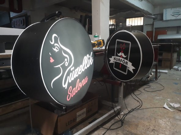 Güzellik Salonu Tabelası 3D DÖNEN LED Tabela Neon Etkili Işıklı Çift Taraflı Tabela Pleksiglass ürün görseli