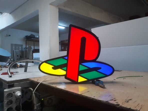 Playstation Logo Amblem Tabela 3D LED Tabela Neon Etkili Işıklı Kutu Harf Tabela 30x45cm Pleksiglass