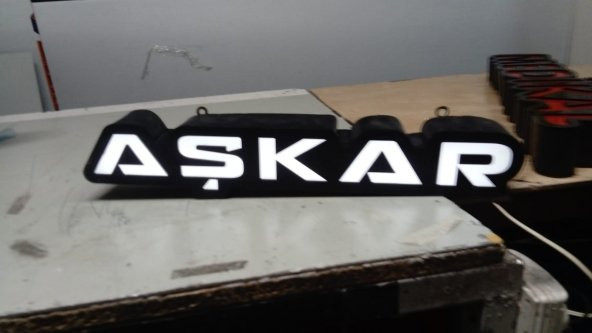 Aşkar Yazılı Şirket Tabelası 3D LED Tabela Neon Etkili Işıklı Kutu Harf Tabela 30x45cm Pleksiglass ürün görseli