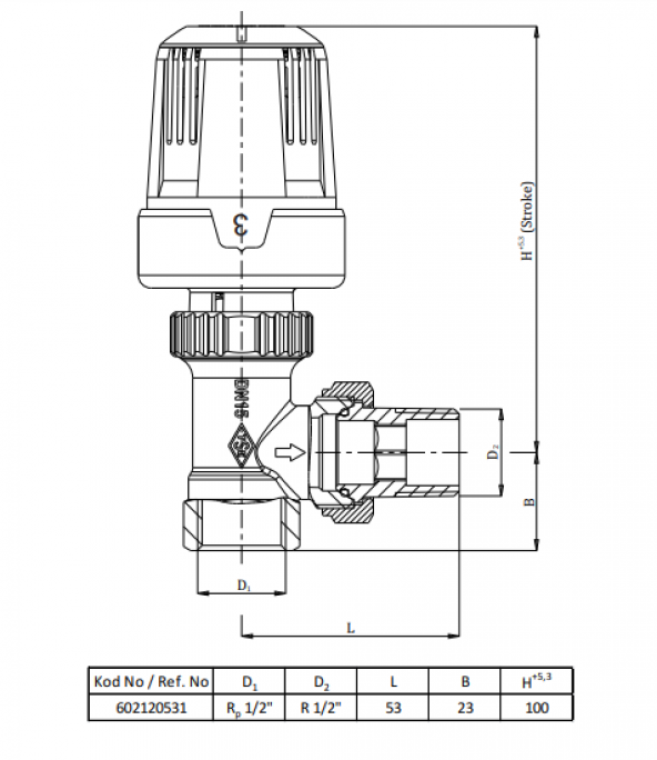 Orjinal Termostatik Vana Eca Rv3 1/2" Köşe Tipi - 2
