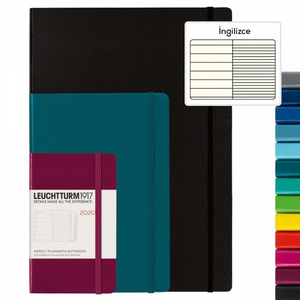 Leuchtturm1917 Orta Boy (A5) Haftalık Ajanda ve Not Defteri 2020 Sert Kapak,