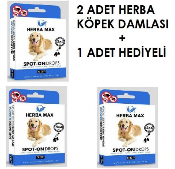 Herba Max Bitkisel Köpek Bit, Pire, Ense Damla 2+1