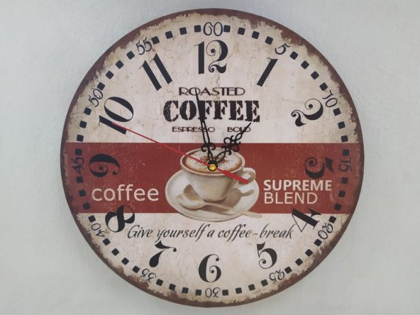 Kahve Zamanı Dekoratif Duvar Saati - Ücretsiz Kargo