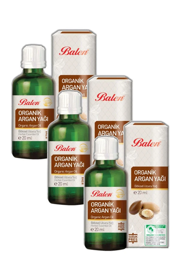 Balen Organik Argan Yağı Soğuk Pres 3 x 20 ml