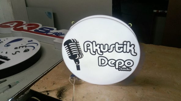 Akustik Depo Stüdyo Tabelası 3D LED Tabela Neon Etkili Işıklı Kutu Harf Tabela 30x45cm Pleksiglass