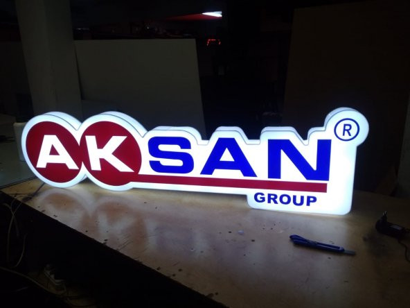 Aksan Group Şirket Tabelası 3D LED Tabela Neon Etkili Işıklı Kutu Harf Tabela 30x45cm Pleksiglass ürün görseli 1