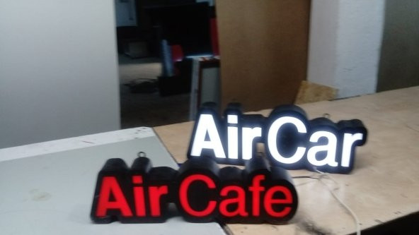 Air Car Cafe Yazılı Tabelası 3D LED Tabela Neon Etkili Işıklı Kutu Harf Tabela 30x45cm Pleksiglass ürün görseli