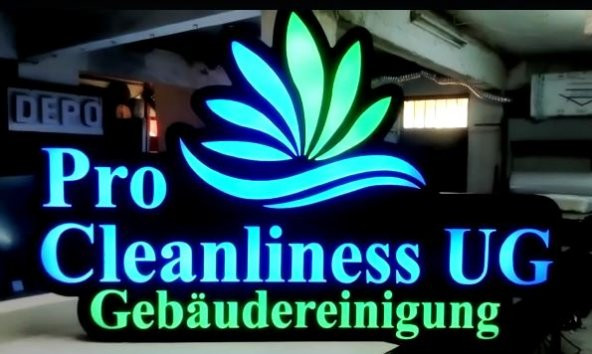 Pro Cleanliness Yazılı Tabela 3D LED Tabela Neon Etkili Işıklı Kutu Harf Tabela 30x45cm Pleksiglass ürün görseli