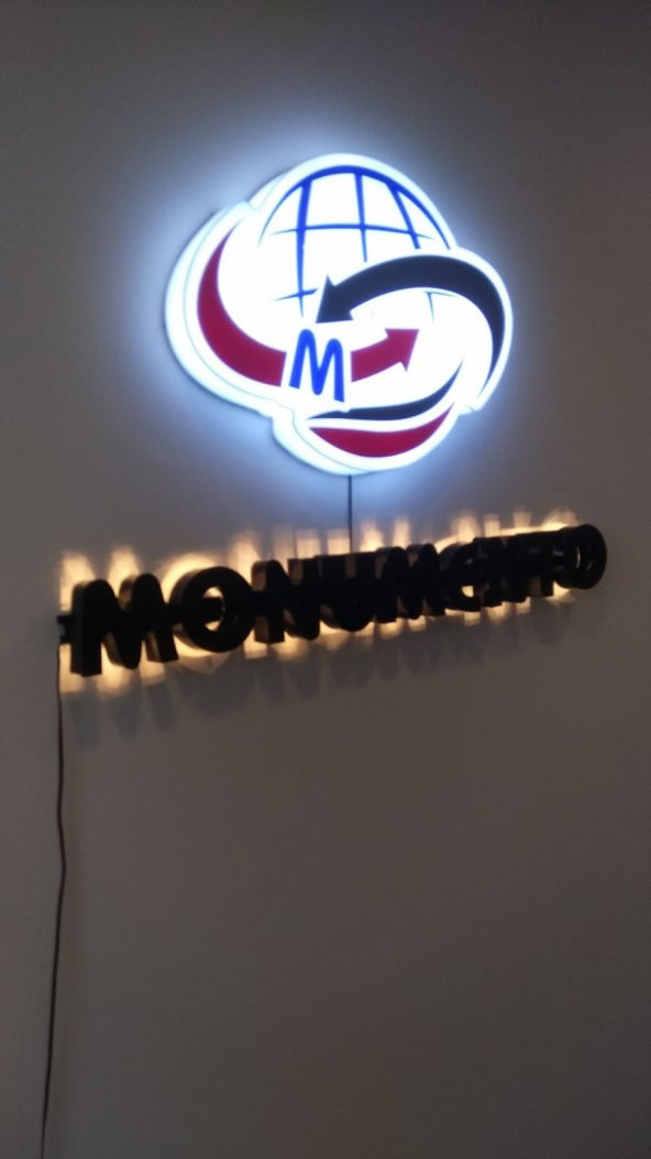 Monumento Şirket Tabelası 3D LED Tabela Neon Etkili Işıklı Kutu Harf Tabela 30x45cm Pleksiglass ürün görseli