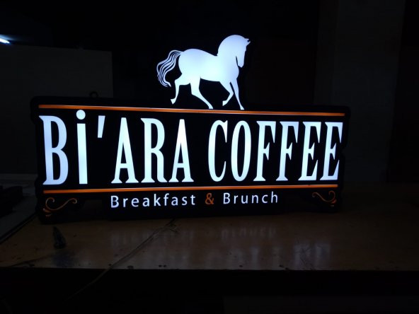 Bi' Ara Coffee Brunch Tabelası 3D LED Tabela Neon Etkili Işıklı Kutu Harf Tabela 30x45cm Pleksiglass ürün görseli