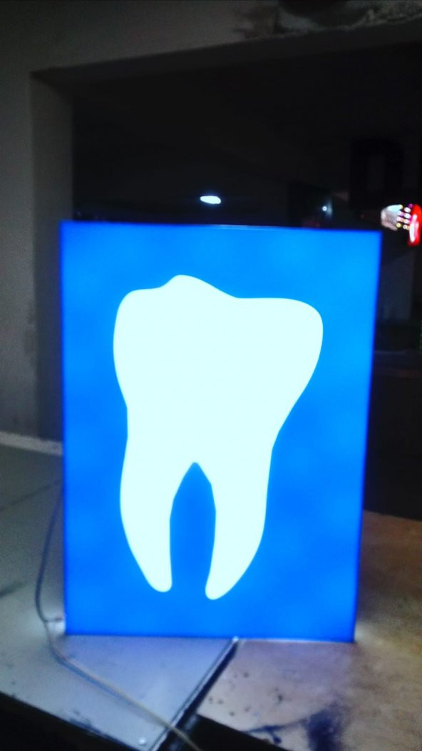 Diş Görselli Dişçi Tabelası 3D LED Tabela Neon Etkili Işıklı Kutu Harf Tabela 30x45cm Pleksiglass ürün görseli