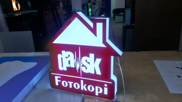 Dask Fotokopi Şirket Tabelası 3D LED Tabela Neon Etkili Işıklı Kutu Harf Tabela 30x45cm Pleksiglass ürün görseli