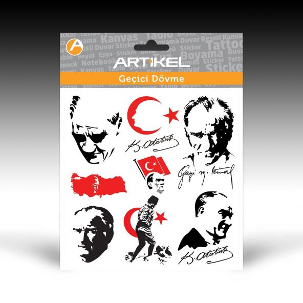 Atatürk Geçici Dövme,Geçici Tattoo 15,5x16 cm,Vücut Dövmesi,Kol Bilek Dövme,Boyun Dövme,Sırt Dövme - 2
