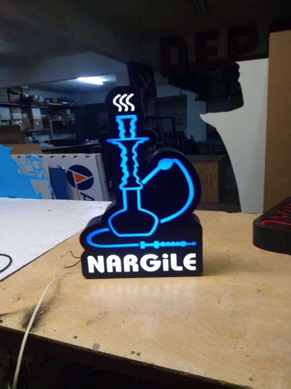 Butik Tabela 3D LED Tabela Neon Etkili Işıklı Kutu Harf Tabela 30x45cm Pleksiglass Depo Reklam - 1