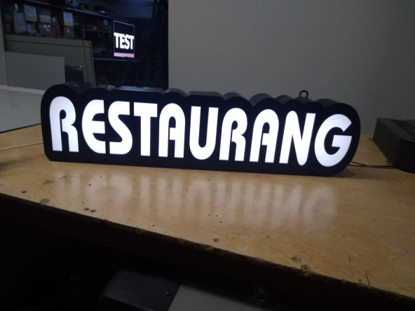 Restaurang Yazılı Tabelası 3D LED Tabela Neon Etkili Işıklı Kutu Harf Tabela 30x45cm Pleksiglass ürün görseli