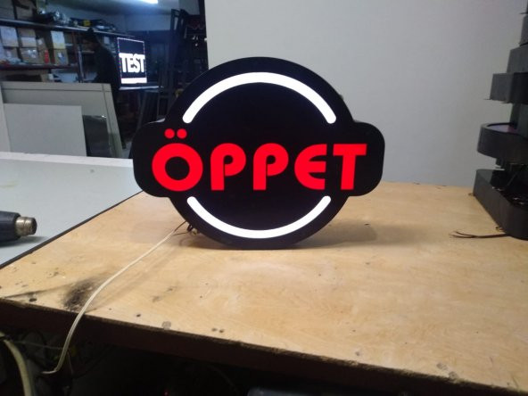 Oppet Open Yazılı Tabelası 3D LED Tabela Neon Etkili Işıklı Kutu Harf Tabela 30x45cm Pleksiglass