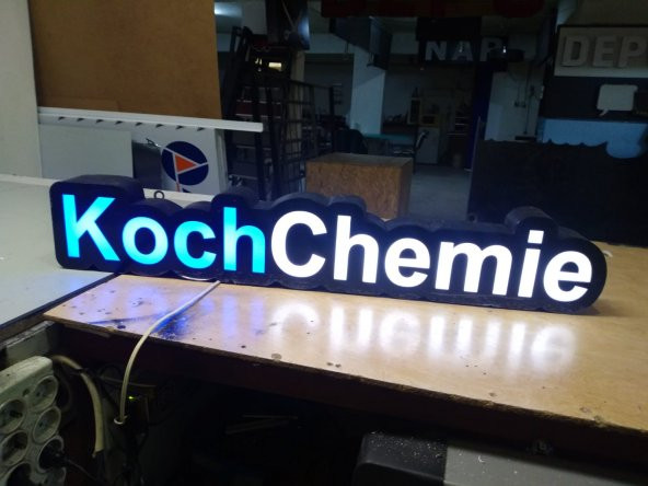 Koch Chemie Yazılı Tabelası 3D LED Tabela Neon Etkili Işıklı Kutu Harf Tabela 30x45cm Pleksiglass ürün görseli 1