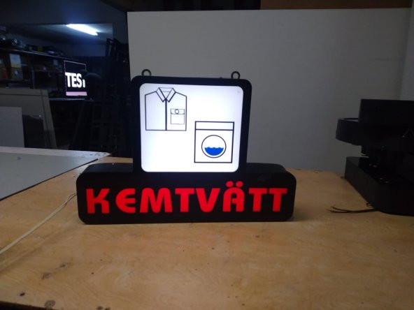 Kemtvatt Yazılı Tabelası 3D LED Tabela Neon Etkili Işıklı Kutu Harf Tabela 30x45cm Pleksiglass ürün görseli