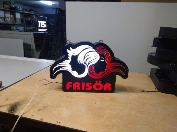 Frisör Yazılı İhracat Tabelası 3D LED Tabela Neon Etkili Işıklı Kutu Harf Tabela 30x45cm Pleksiglass ürün görseli