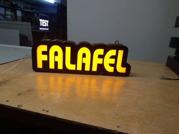 Falafel Yazılı İhracat Tabela 3D LED Tabela Neon Etkili Işıklı Kutu Harf Tabela 30x45cm Pleksiglass ürün görseli