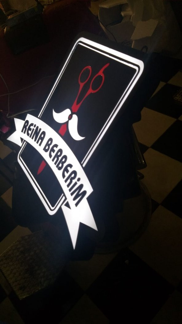 Reina Berberim Tabelası 3D LED Tabela Neon Etkili Işıklı Kutu Harf Tabela 30x45cm Pleksiglass ürün görseli