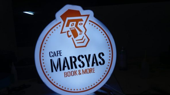 Book-Cafe Marsyas Tabelası 3D LED Tabela Neon Etkili Işıklı Kutu Harf Tabela 30x45cm Pleksiglass ürün görseli
