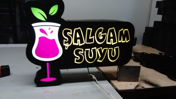 Şalgam Suyu Şalgamcı Tabelası 3D LED Tabela Neon Etkili Işıklı Kutu Harf Tabela 30x45cm Pleksiglass ürün görseli 1