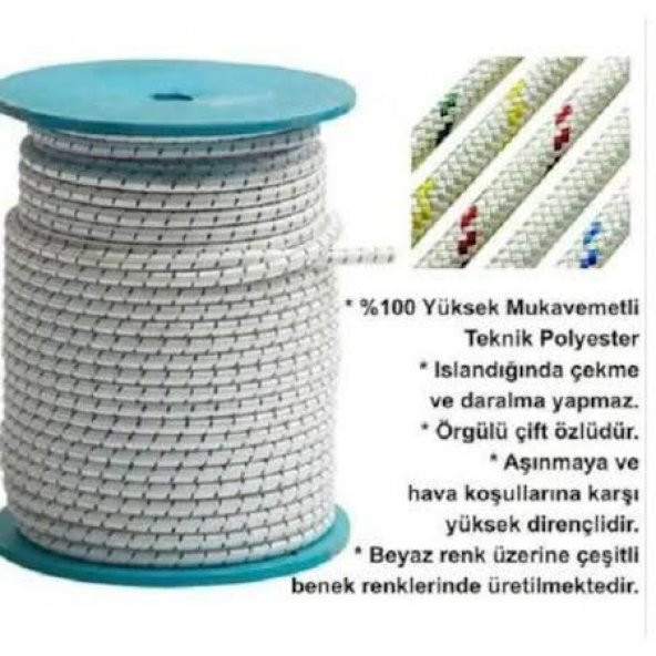 8 mm İskota Halat - Parlak İpek Örgülü Halat 1 Mt Fiyatı