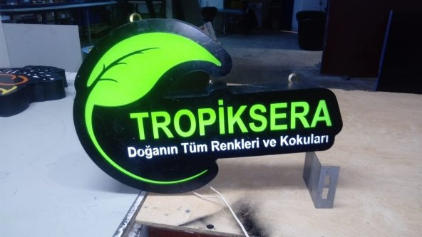 Tropiksera Yazılı Tabelası 3D LED Tabela Neon Etkili Işıklı Kutu Harf Tabela 30x45cm Pleksiglass ürün görseli