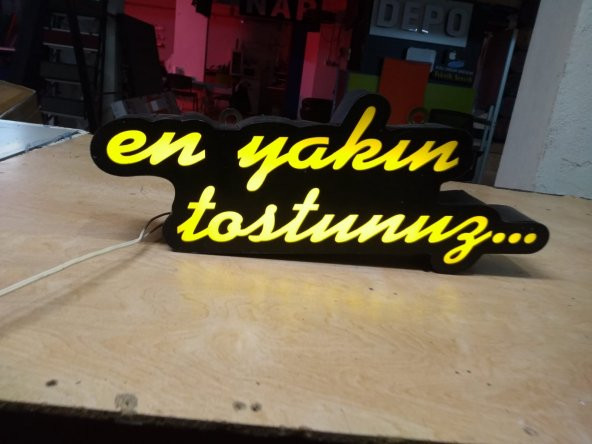 En Yakın Tostçu Yazılı Tabela 3D LED Tabela Neon Etkili Işıklı Kutu Harf Tabela 30x45cm Pleksiglass ürün görseli
