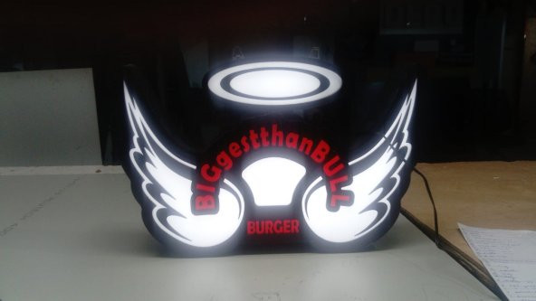 Hamburgerci Burgerci Tabelası 3D LED Tabela Neon Etkili Işıklı Kutu Harf Tabela 30x45cm Pleksiglass ürün görseli