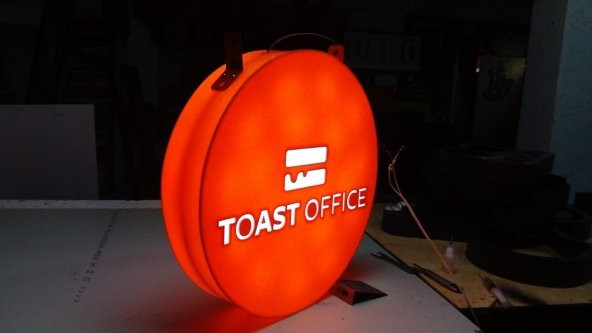Toast Office Yazılı Tabelası 3D LED Tabela Neon Etkili Işıklı Kutu Harf Tabela 30x45cm Pleksiglass ürün görseli
