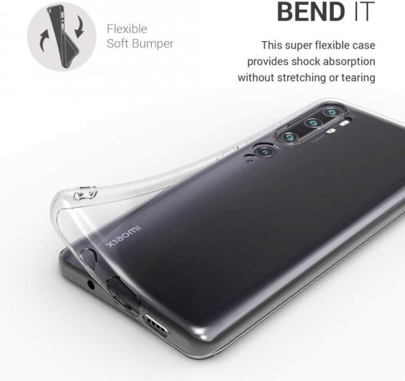 Xiaomi Mi 10 Kamera Çıkıntılı İnce Esnek Sararmaz Şeffaf Kılıf - 2